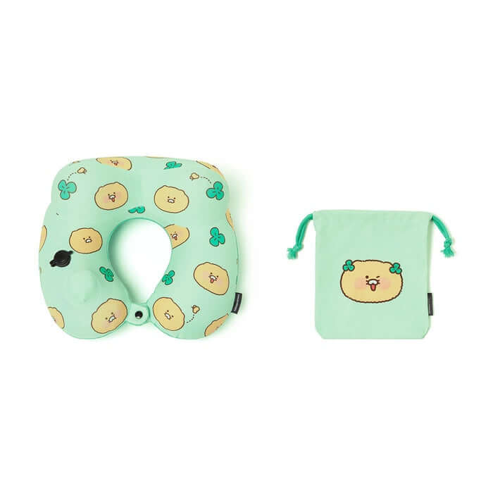 Compact Air Pump Neck Cushion & Pouch Set - Chunsikyi by Kakao Friends - Available at allkpopmag. Price: $37.62.