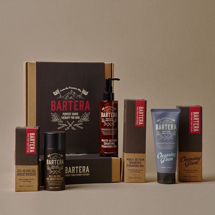 Cleansing Foam + Shaving Oil + All-in-One Gel Moisturizer Set by Bartera - Available at allkpopmag. Price: $79.25.