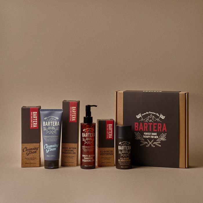 Cleansing Foam + Shaving Oil + All-in-One Gel Moisturizer Set by Bartera - Available at allkpopmag. Price: $79.25.