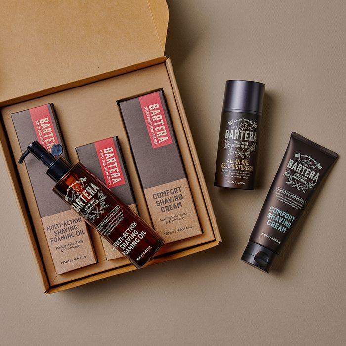 Shaving Oil + Shaving Cream + All-in-One Gel Moisturizer Set by Bartera - Available at allkpopmag. Price: $84.64.