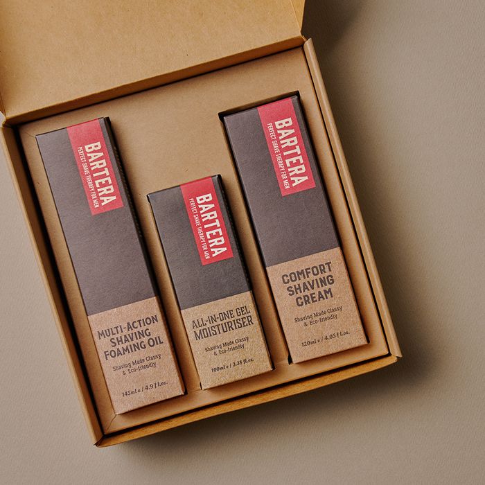 Shaving Oil + Shaving Cream + All-in-One Gel Moisturizer Set by Bartera - Available at allkpopmag. Price: $84.64.