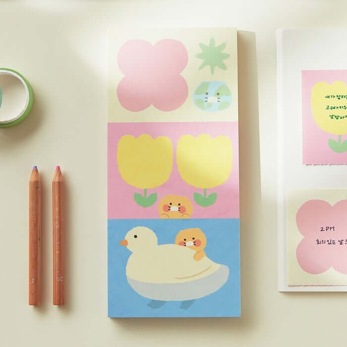 Friends Green Life 3-Stage Memo Pad (Vertical) - Chunsik by Kakao Friends - Available at allkpopmag. Price: $10.58.