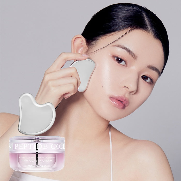 Collagen Peptide V-Fit Gua Sha Cream Set (50ml + Gua Sha + 50ml Refill) by Tony Moly - Available at allkpopmag. Price: $64.67.