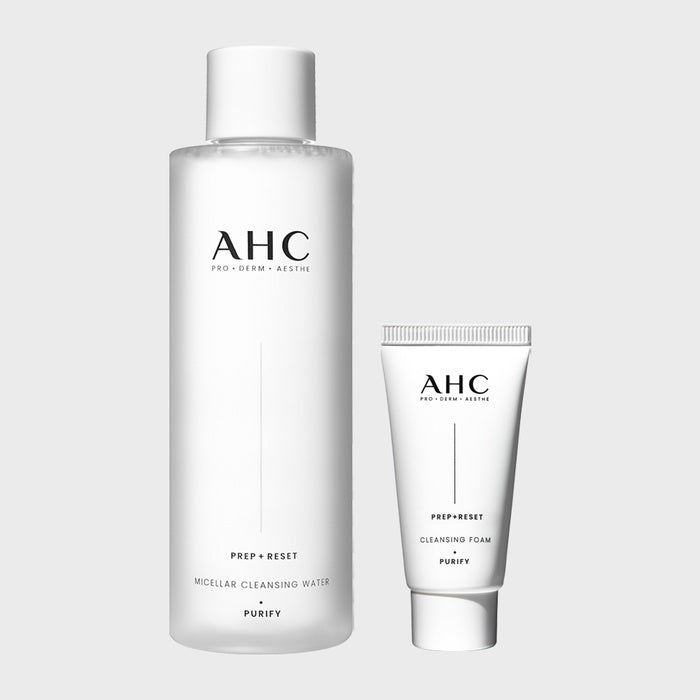 Prep Reset Micellar Cleansing Water 255ml + (GIFT) Cleansing Foam 30ml by AHC - Available at allkpopmag. Price: $15.99.