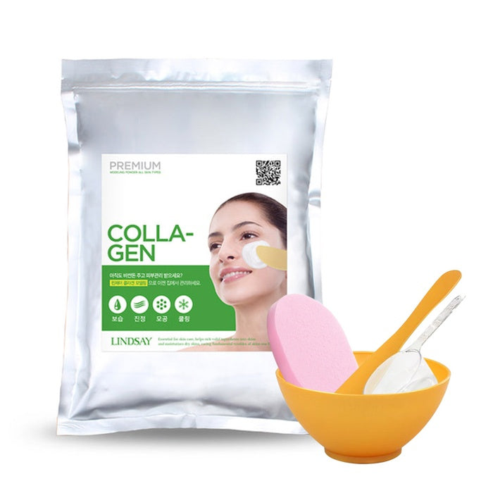 Premium Collagen Modeling Pack 1kg + 3 Tools Set + Pink Sponge by Lindsay - Available at allkpopmag. Price: $23.87.