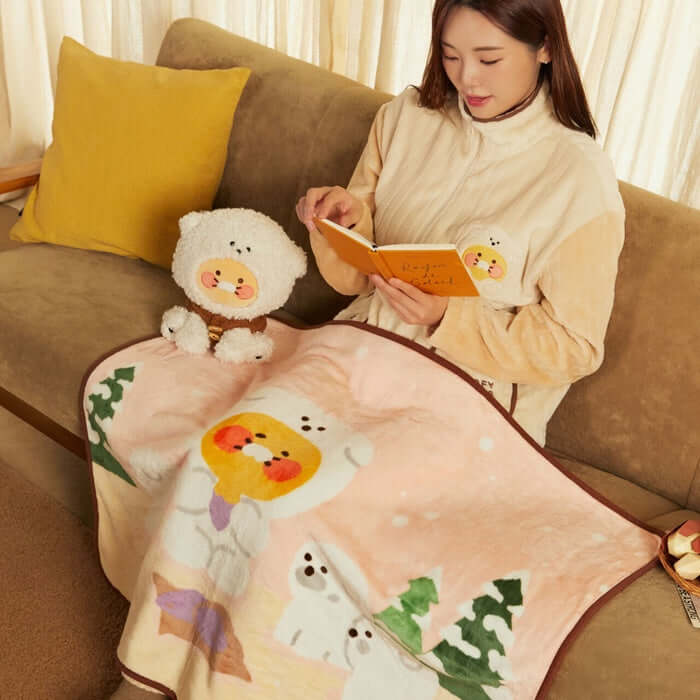 Fluffy Friends Basic Blanket - Chunsik by Kakao Friends - Available at allkpopmag. Price: $25.87.