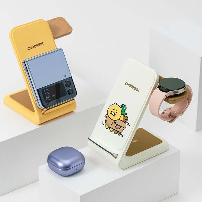 Kakao Friends 3-in-1 Fast Wireless Charger (Galaxy Watch/Apple Watch) by Kakao Friends Tech Products - Available at allkpopmag. Price: $58.67.