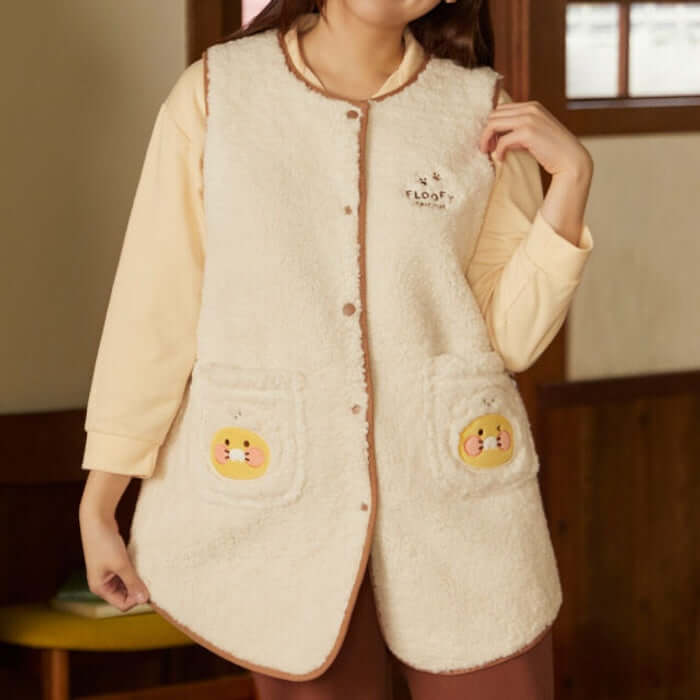 Fluffy Friends Long Wool Vest - Chunshiki by Kakao Friends - Available at allkpopmag. Price: $49.38.