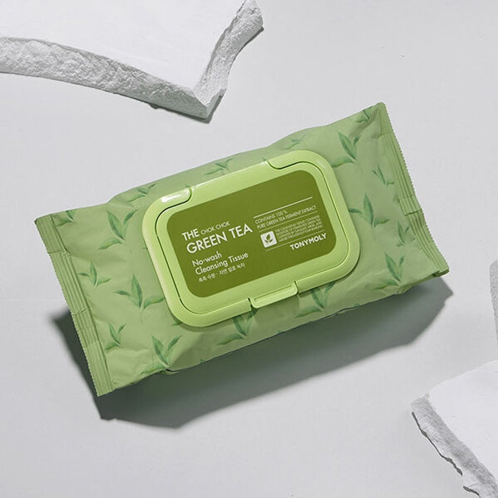 Moisturizing Green Tea No-Wash Cleansing Wipes 100 Sheets by Tony Moly - Available at allkpopmag. Price: $8.35.