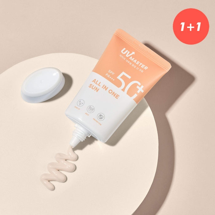 (1+1) UV Master All-in-One Sunscreen by Tony Moly - Available at allkpopmag. Price: $19.99.