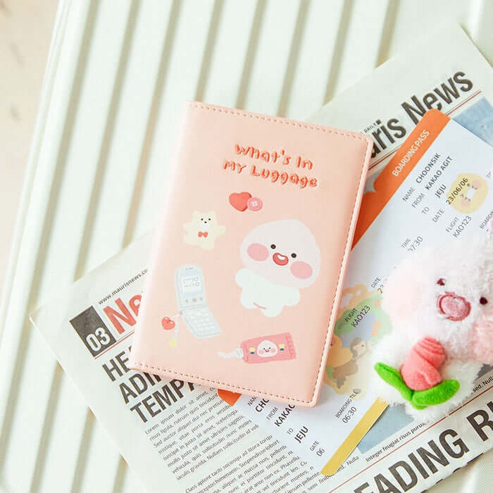 What's in My Luggage Passport Case - Little Peach by Kakao Friends - Available at allkpopmag. Price: $24.69.