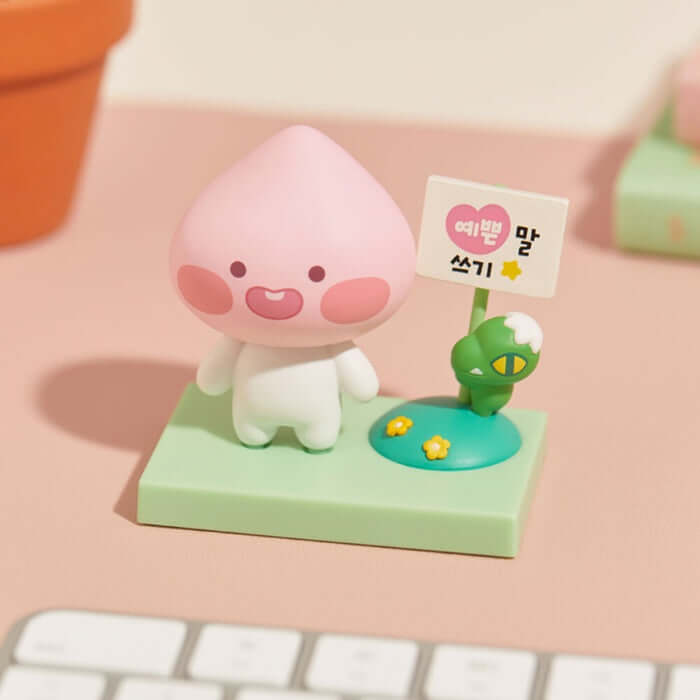 Cute Peach Mini Figure - Start Your New Life Today! by Kakao Friends - Available at allkpopmag. Price: $18.81.