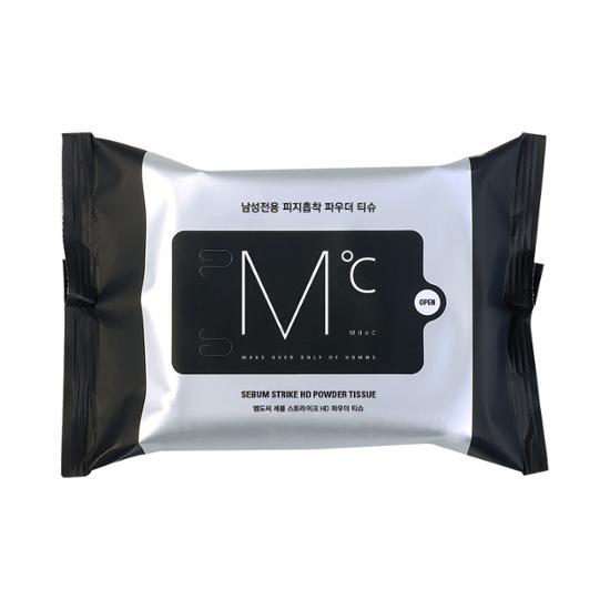 110g MDC Sebum Strike HD Powder Tissue for men, designed for effective oil control and refreshing body cleansing, part of K-Beauty line.