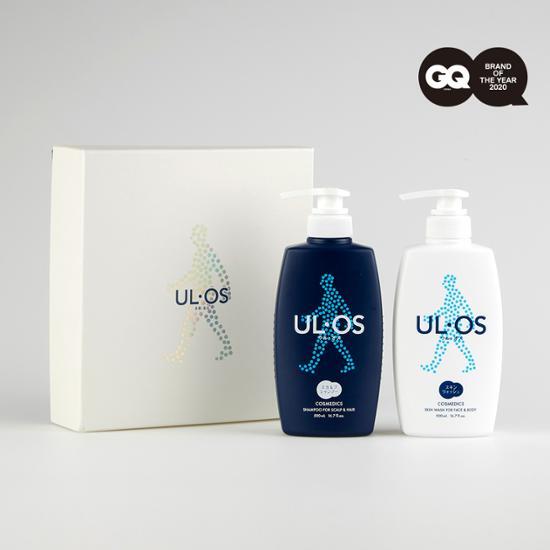 Uruos Cleansing Duo Set featuring Scalp Shampoo and Skin Wash, each 500ml, designed for men's beauty and personal care.