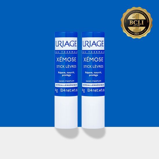 Uriage Fragrance-Free Lip Stick Double Set, 4g each, ideal for body care and lip makeup, features a gentle formula suitable for sensitive skin.