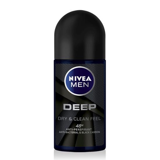 Nivea Men Deodorant Roll-On 50ml (Deep) for men's personal care, featuring a sleek design and effective odor protection.