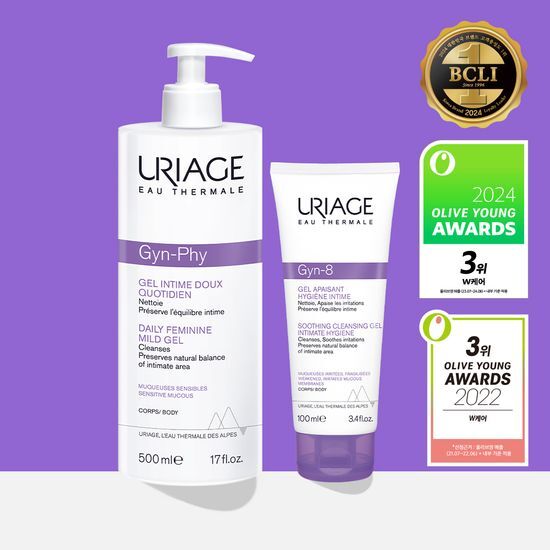 Uriage Dermaplaning Mild Gel 500ml with JIN-8 100ml, a nourishing body care duo for effective cleansing and skincare.