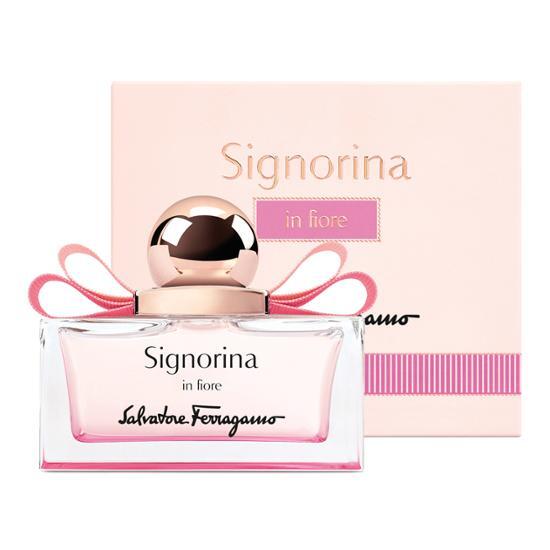 Salvatore Ferragamo Signorina in Fiore EDT 50ml fragrance bottle with elegant floral design, perfect for a fresh and sophisticated scent.