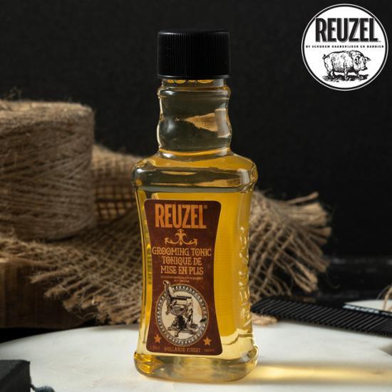 RiuGel Grooming Tonic 3.38oz/100ml - Men's beauty styling product for hair care, featuring Reuzel branding and K-Beauty ingredients.