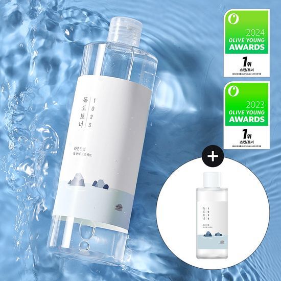 Round Lab 1025 Dokdo Toner 500ml with bonus 100ml, a hydrating K-Beauty skincare product for glowing skin.