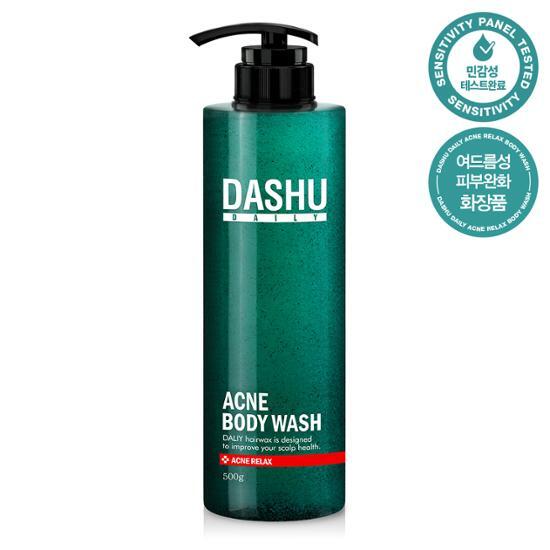 Dasu Daily Acne Relaxing Body Wash 513ml - Acne Relief Formula for Men, featuring K-Beauty ingredients for effective body cleansing.