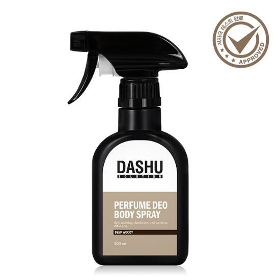 200ml DASHU Solution Perfume Deodorant Body Spray for men with a deep woody scent, ideal for personal care and K-Beauty enthusiasts.