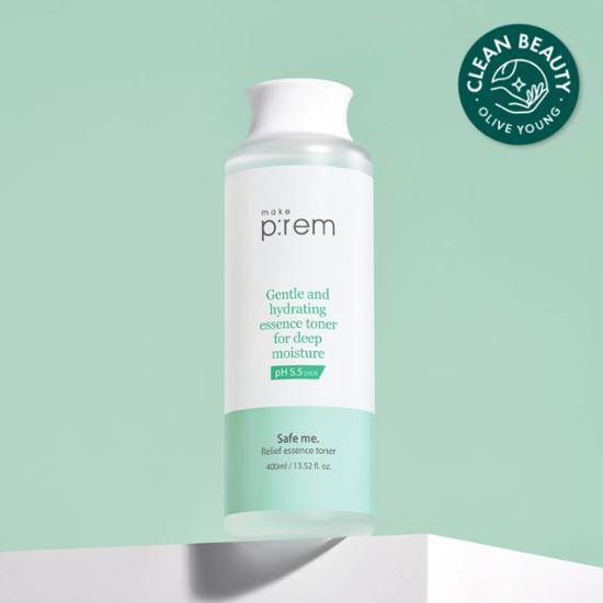 Makeprem Safe Me Relief Essence Toner 400ml - K-Beauty skincare toner designed to soothe and hydrate the skin.