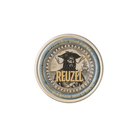 RiuGel Wood & Spice Beard Balm 1.3oz for men's grooming, featuring a blend of wood and spice scents, ideal for softening and styling beards.