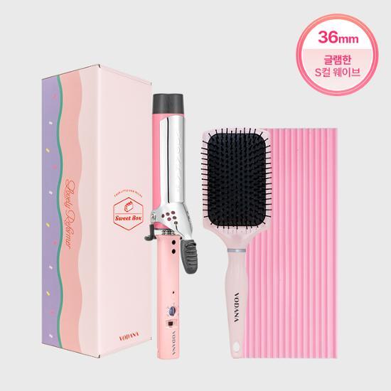 Bodyna Sweet Box (Bongo Curling Iron 36mm Pink + Cushion Brush + Heat Pad)