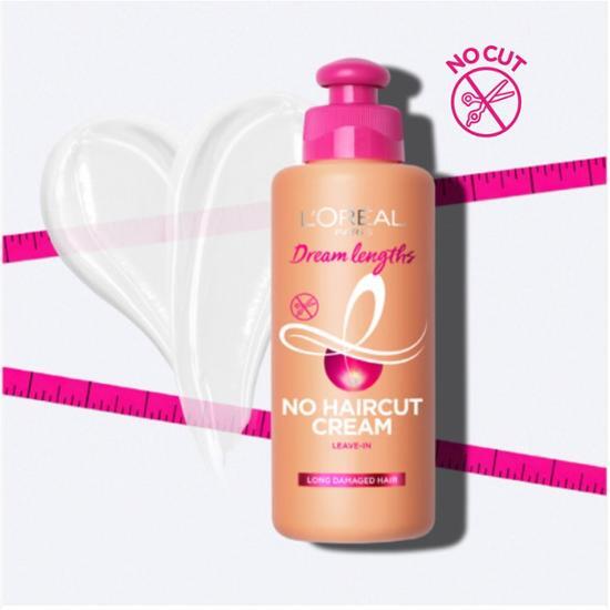 200ml L'Oréal Paris Dream Lengths No Haircut Cream for hair care, designed to enhance and treat long hair without the need for washing.
