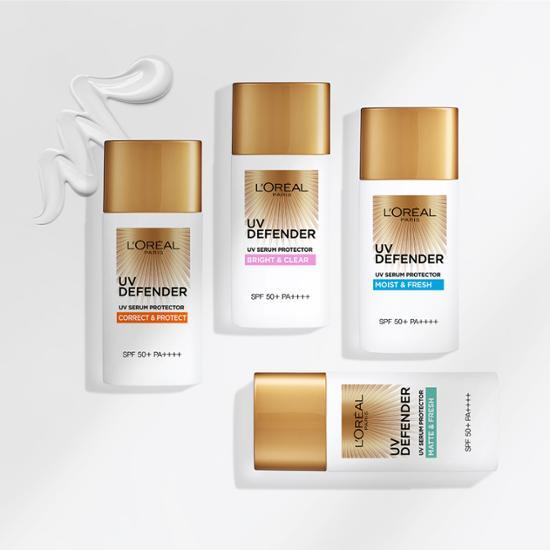 50ml L'Oréal Paris UV Defender Oil-Free Sunscreen with Tone-Up effect, perfect for skincare and sun care needs.