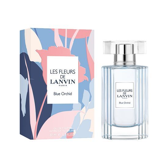 Alt text: Lanvin Le Fleur de Lanvin Blue Orchid Eau de Toilette 50ml bottle, showcasing its elegant design for a refreshing floral fragrance.