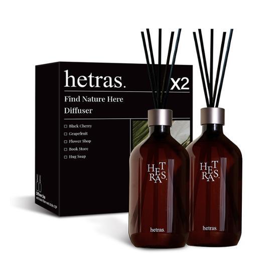 Set of 2 Hetrass Premium Large Capacity Diffusers with Hug Soap Scent, 500ml each - K-Beauty Fragrance for Health & Beauty.