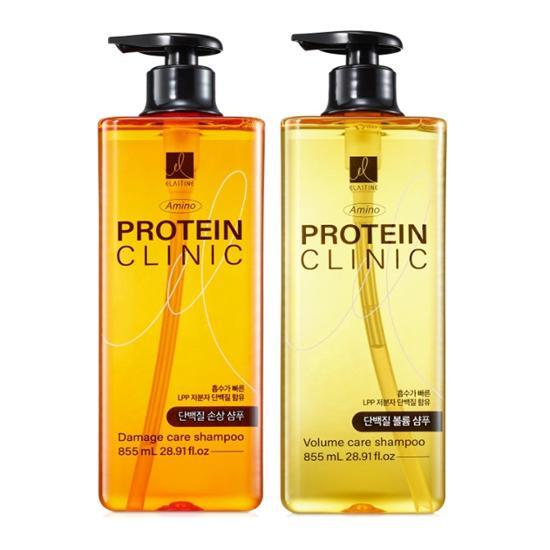 Elastine Amino Protein Clinic Damage/Volume Shampoo 855ml, choose 1.