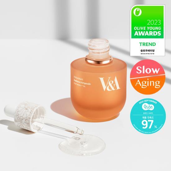 V&A Beauty Antioxidant Radiance Ampoule 50ml - K-Beauty skincare serum designed to enhance radiance and provide antioxidant protection.
