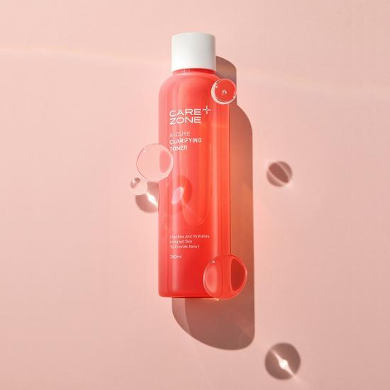 Care Zone Acure Clarifying Toner 240ml bottle for effective skincare, featuring K-Beauty formulation, perfect for toning and refreshing skin.