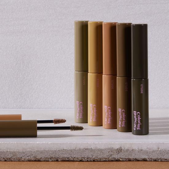 Etude Drawing Eyes Coloring Browcara in Chocolate Brown - 6g, a versatile brow gel for defining and coloring eyebrows, available in five shades.