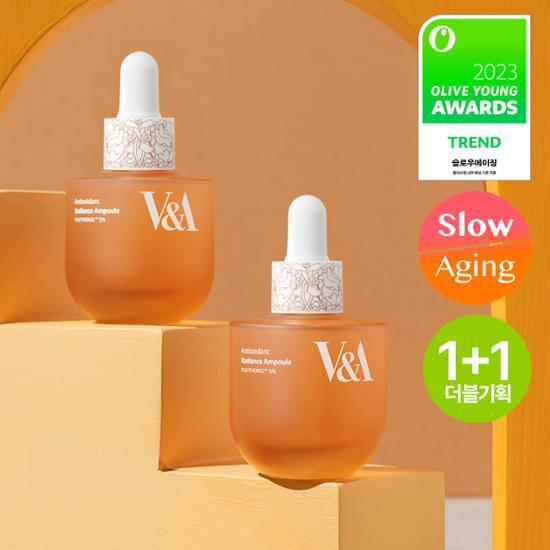 V&A Beauty Antioxidant Radiance Ampoule 30ml Double Pack - K-Beauty skincare essence for enhanced radiance and skin health.