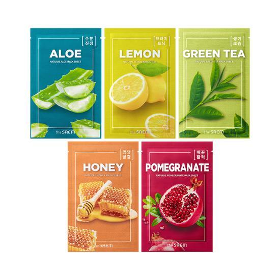 The Saem Natural Mask Pack 1 sheet (choose 1 of 5: Aloe, Lemon, Green Tea, Honey, Pomegranate)