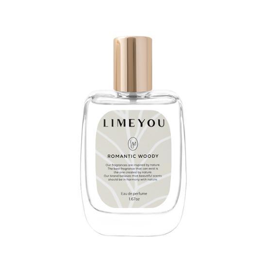 50ml bottle of Limeu Romantic Woody Eau de Parfum, a K-Beauty fragrance featuring a romantic and woody scent profile.