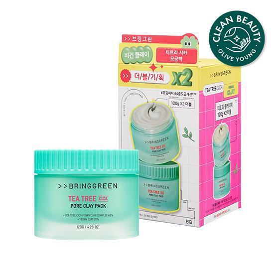 Bring Green Tea Tree Cica Pore Clay Pack Double Set 120g (+120g)