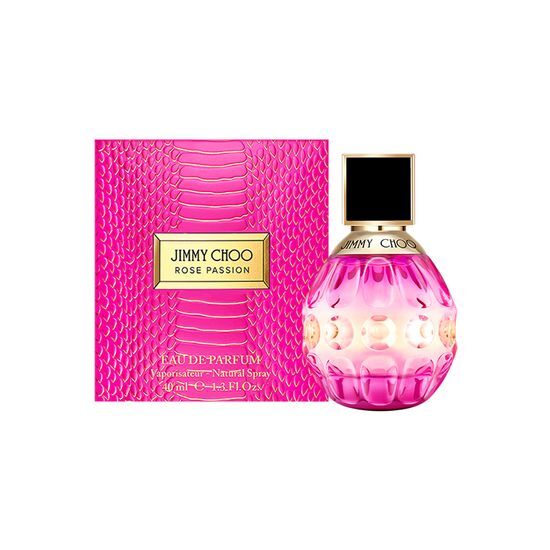 Jimmy Choo Rose Fashion Eau de Parfum 40ml bottle, a luxurious fragrance for women, featuring elegant packaging and a floral scent profile.