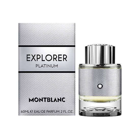Montblanc Explorer Platinum Eau de Parfum in 60ml and 30ml options, designed for men, showcasing a luxurious fragrance perfect for personal care.