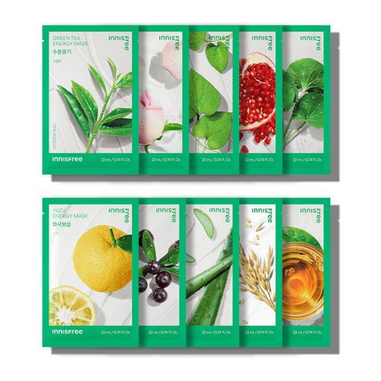 Innisfree Energy Mask 1 sheet, choose 1 from 10 types.