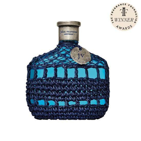 John Varvatos Artisan Blue Eau de Toilette 75ml bottle, showcasing a stylish design for men’s fragrance.