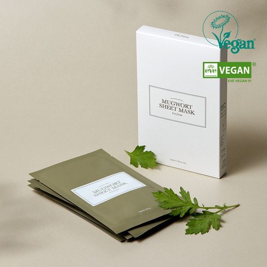 Set of 5 I'm From Mugwort Sheet Masks for rejuvenating skincare, featuring K-Beauty innovation.