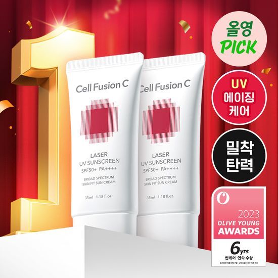 Cell Fusion C Laser UV Sunscreen 35ml 1+1 Special Set for UV Aging Care, featuring K-Beauty skincare essentials for effective sun protection.