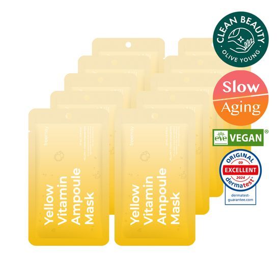 Prime A Yellow Vitamin Ampoule Mask - 10 sheets of K-Beauty skincare for radiant skin