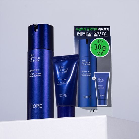 IOPE Men Pro Retinol All-in-One Skincare Cream 120ml with Bonus 30ml, featuring moisturizing benefits for K-Beauty enthusiasts.