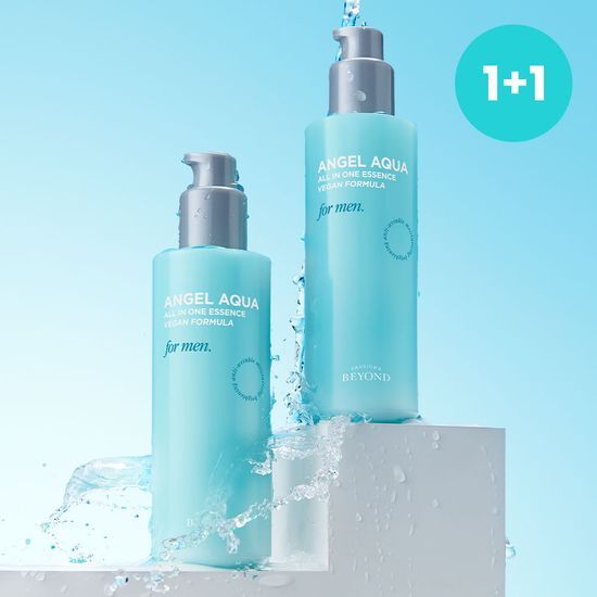 Beyond Angel Aqua For Men All-in-One Essence Double Set - 200ml x 2, vegan skincare moisturizers for men, featuring K-Beauty technology.